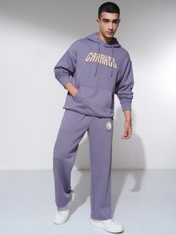 HIGHLANDER - Men Purple Cotton Blend Oversized Fit Hoodie