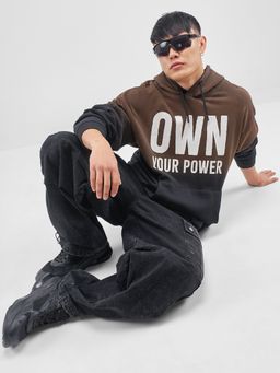 HIGHLANDER - Men Black Cotton Blend Oversized Fit Hoodie