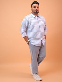 HIGHLANDER - Men Blue Cotton Relaxed Fit Shirt