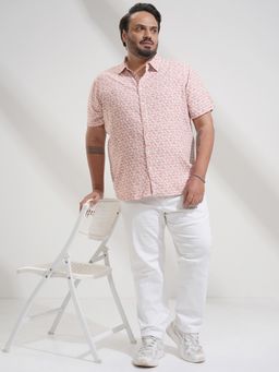 HIGHLANDER - Men Pink Viscose Rayon Slim Fit Shirt