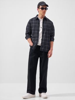 HIGHLANDER - Men Black Cotton Slim Fit Shirt