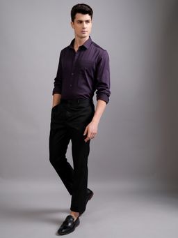 HIGHLANDER - Men Purple Cotton Blend Slim Fit Shirt