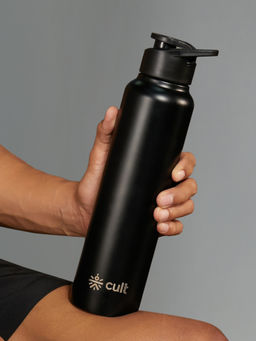 CULT - Steel Bottle 1Ltr With Sports Cap Black