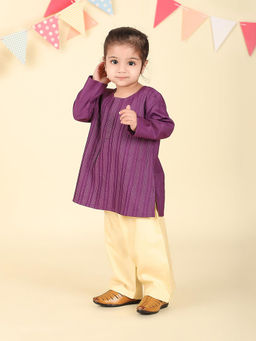 Fabindia - Purple Viscose Blend Kurta with Pyjama (Set of 2)
