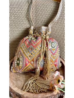 Fuchsia by Aashka Mehta - Mustard Bloom Potli Bag