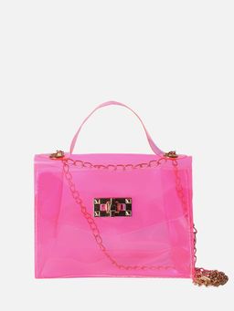 Haute Sauce - Women Neon Pink Trandparent Sling Bag