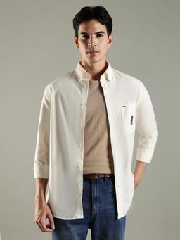 Tommy Hilfiger - Solid Regular Fit Cotton Shirt-Off White