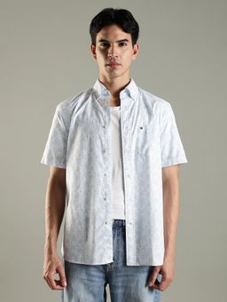 Tommy Hilfiger - Floral Regular Fit Cotton Shirt-Blue