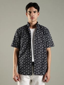 Tommy Hilfiger - Floral Regular Fit Cotton Shirt-Navy Blue