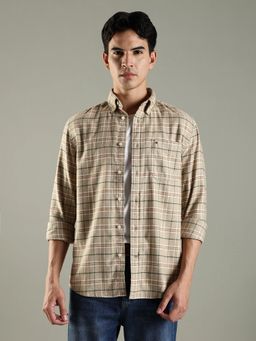 Tommy Hilfiger - Plaid Checked Regular Fit Cotton Shirt-Beige