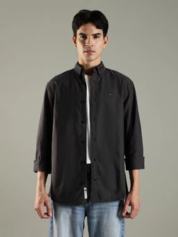 Tommy Hilfiger - Solid Regular Fit Cotton Shirt-Black