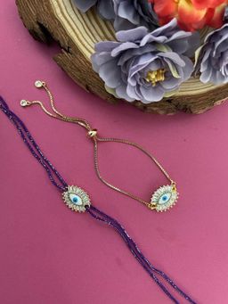 Digital Dress Room - Designer Ad Evil Eye Bracelet Rakhi Thread for Bhabhi-Brother (Pack of 2)