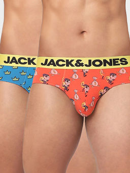 Jack & Jones - Orange & Blue Graphic Print Briefs
