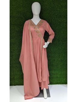 Anaita - Pink Embroidered Silk Anarkali and Palazzo with Dupatta