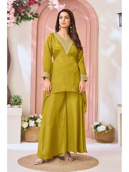 Anaita - Green Embellished Sequined Chinon Kurti and Palazzo with Dupatta