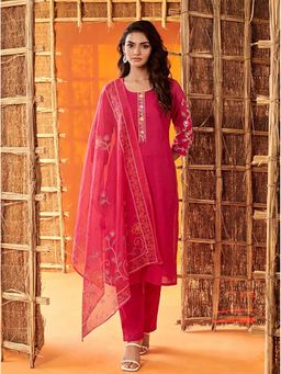 Anaita - Pink Embroidered Cotton Blend Kurta and Pant with Dupatta