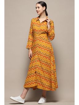 Biba - Orange Rayon Midi Dress