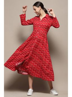 Biba - Red Rayon Midi Dress