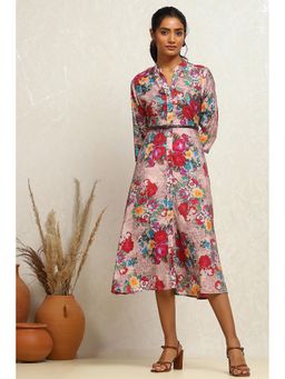Biba - Multi-Color Floral Printed Midi Dress with Belt (Set of 2)