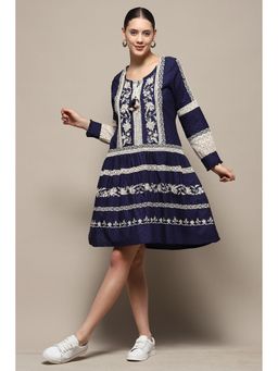 Biba - Blue Embroidered Dress