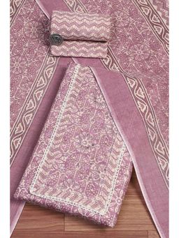 Biba - Women Lavender Lilac Cotton Unstitched Kurta with Pant & Dupatta