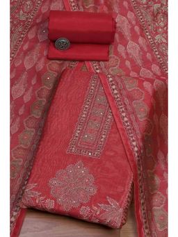 Biba - Women Red Chanderi Unstitched Kurta with Pant & Dupatta