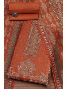 Biba - Women Rust Chanderi Unstitched Kurta with Pant & Dupatta