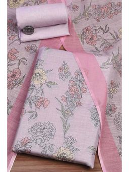 Biba - Women Lavender Linen Unstitched Kurta with Pant & Dupatta