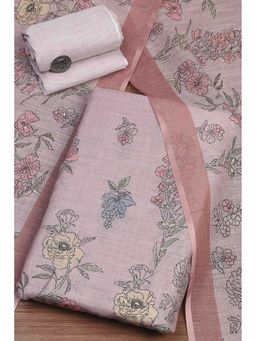 Biba - Women Mauve Linen Unstitched Kurta with Pant & Dupatta
