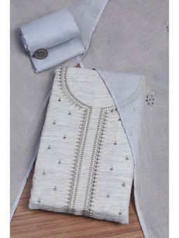Biba - Women Blue Cotton Unstitched Kurta with Pant & Dupatta