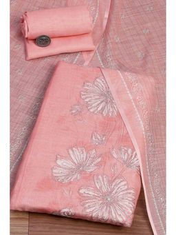 Biba - Women Light Pink Linen Unstitched Kurta with Pant & Dupatta