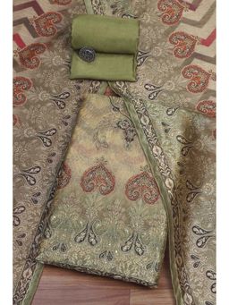 Biba - Women Green Chanderi Unstitched Kurta with Pant & Dupatta
