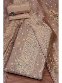 Biba - Women Brown Chanderi Unstitched Kurta with Pant & Dupatta