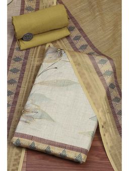 Biba - Women Mustard Cotton Unstitched Kurta with Pant & Dupatta