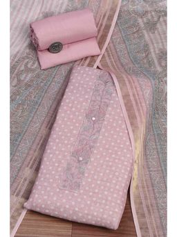 Biba - Women Pink Linen Unstitched Kurta with Pant & Dupatta
