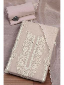 Biba - Women Mauve Supernet Unstitched Kurta with Pant & Dupatta