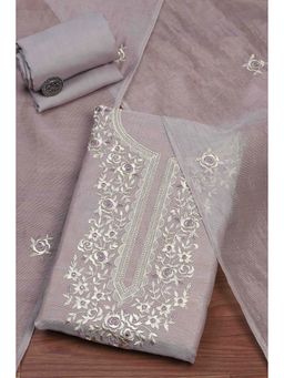 Biba - Women Lavender Supernet Unstitched Kurta with Pant & Dupatta