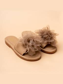 VANSON - Beige Bloomer Floral Comfort Flats