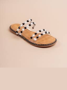 VANSON - Black Monochrome Heart Transparent Flats