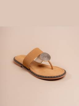 VANSON - Tan Minimal Disc Toe-Ring Flats