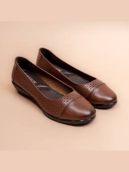 VANSON - Brown Paper Office Comfort Wedge Flats