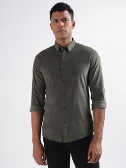 LINDBERGH - Men Olive Solid Button Down Collar Shirt