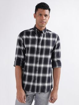 LINDBERGH - Men Black Checks Button Down Collar Shirt