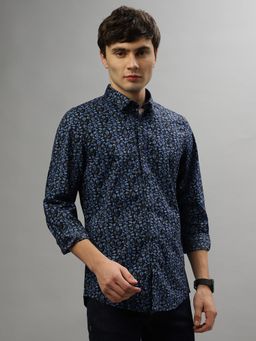Antony Morato - Men Blue Printed Full Sleeves Spread Collar Shirt