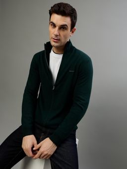 GANT - Men Solid High Neck Green Sweater
