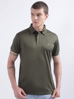 GANT - Mens Solid Green Polo T-Shirt