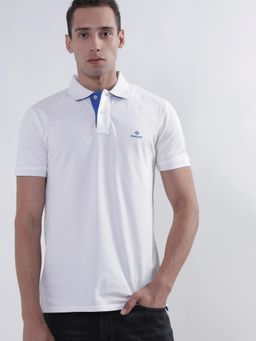 GANT - Mens White Contrast Collar Pique SS Rugger Polo T-Shirt