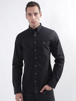 GANT - Mens Black Slim Pinpoint Oxford Shirt