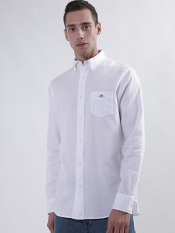 GANT - Mens White Reg Honeycomb Texture Weave Shirt