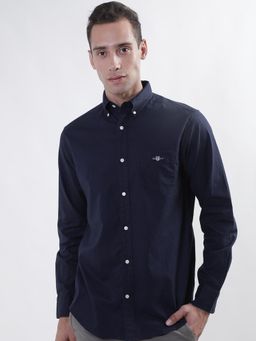 GANT - Mens Blue Reg Cotton Linen Shirt